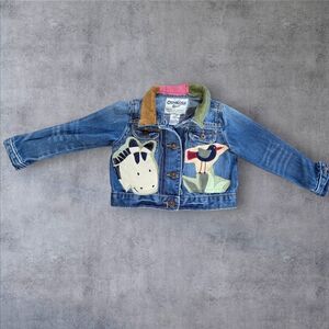 Upcycled OshKosh B'gosh Kids Denim Custom  Jacket with Fun Patches